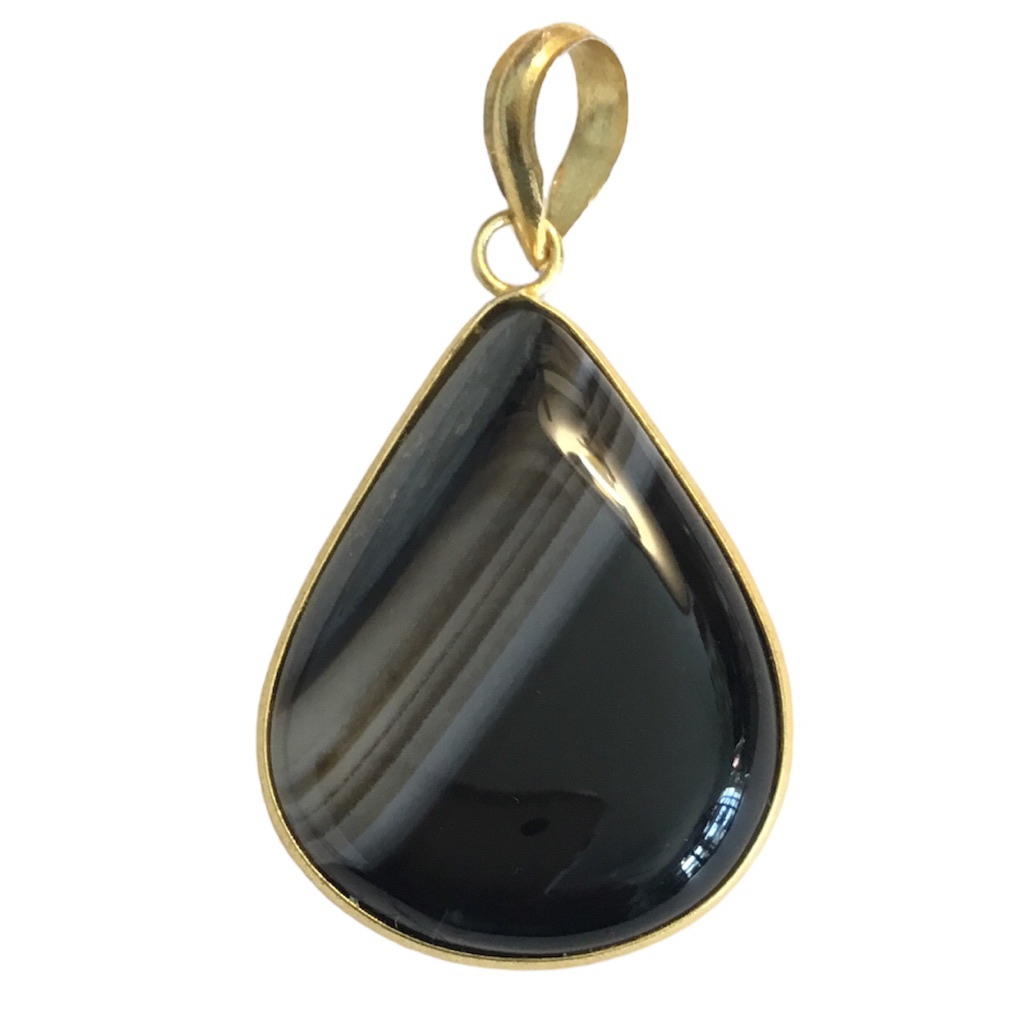 Banded Polished Agate Gemstone Pendant Teardrop